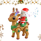 Kids Electric Santa Claus and Reindeer Walking Toys with Colorful Lights and Music Holiday Gift