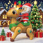 Kids Electric Santa Claus and Reindeer Walking Toys with Colorful Lights and Music Holiday Gift
