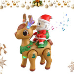 Kids Electric Santa Claus and Reindeer Walking Toys with Colorful Lights and Music Holiday Gift