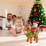 Kids Electric Santa Claus and Reindeer Walking Toys with Colorful Lights and Music Holiday Gift