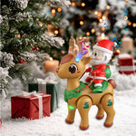 Kids Electric Santa Claus and Reindeer Walking Toys with Colorful Lights and Music Holiday Gift