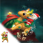Kids Electric Santa Claus and Reindeer Walking Toys with Colorful Lights and Music Holiday Gift