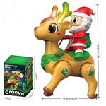 Kids Electric Santa Claus and Reindeer Walking Toys with Colorful Lights and Music Holiday Gift