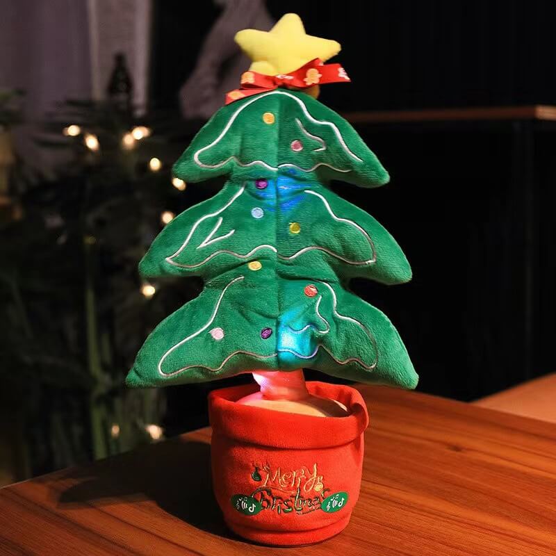 Kids Electric Singing Toy Christmas Tree Reindeer Talking Plush Toy Twisting Interactive Doll with Light