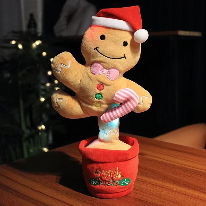 Kids Electric Singing Toy Christmas Tree Reindeer Talking Plush Toy Twisting Interactive Doll with Light