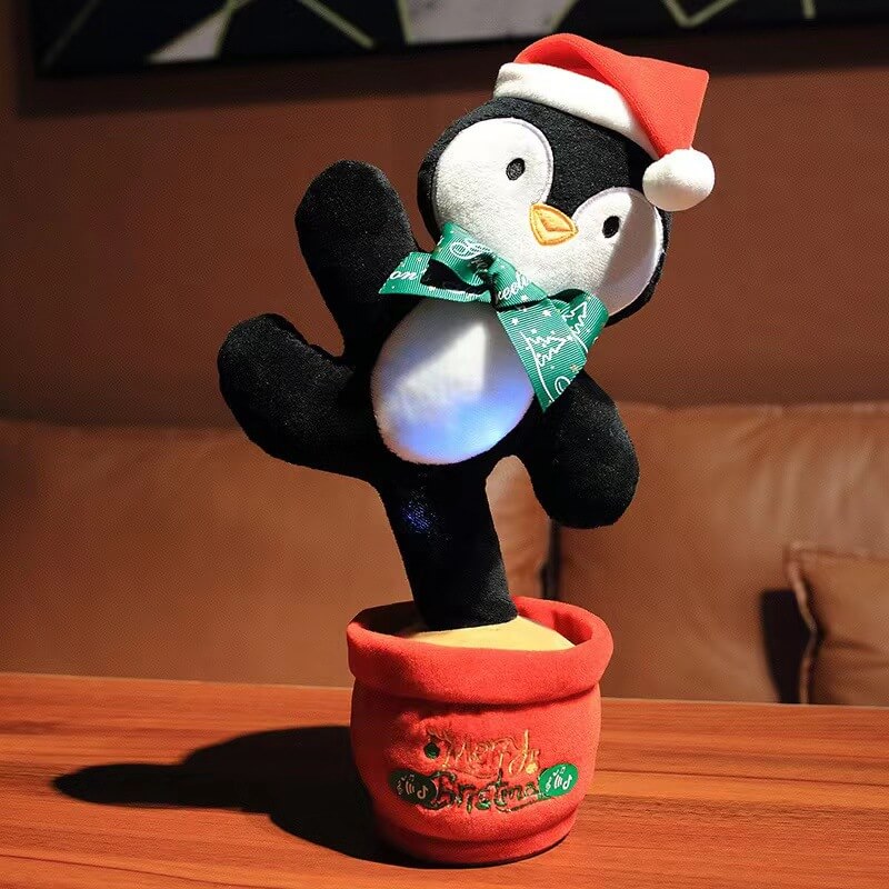 Kids Electric Singing Toy Christmas Tree Reindeer Talking Plush Toy Twisting Interactive Doll with Light