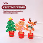 Kids Electric Singing Toy Christmas Tree Reindeer Talking Plush Toy Twisting Interactive Doll with Light