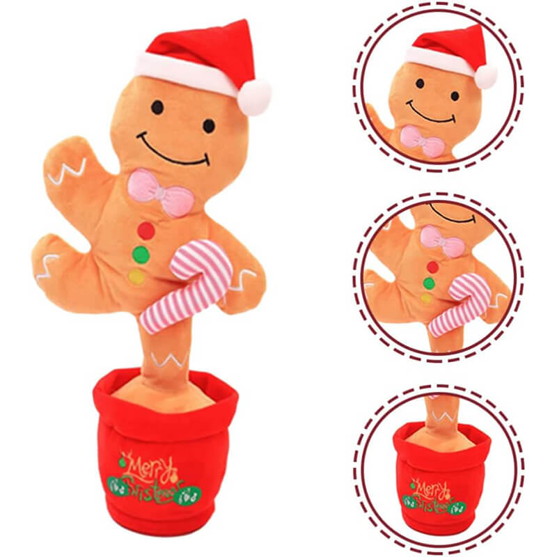 Kids Electric Singing Toy Christmas Tree Reindeer Talking Plush Toy Twisting Interactive Doll with Light