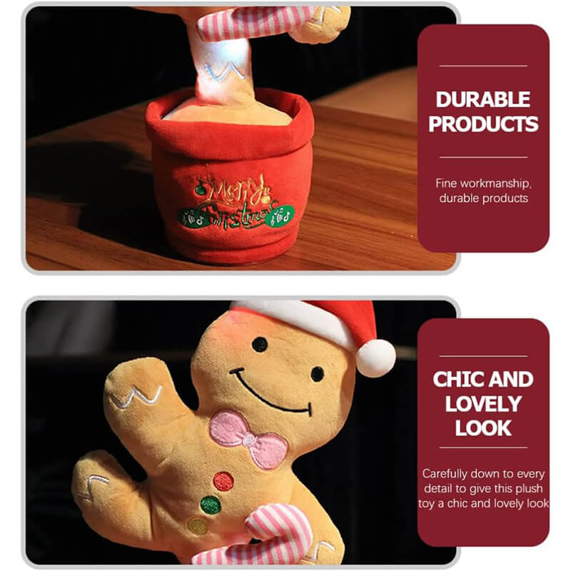 Kids Electric Singing Toy Christmas Tree Reindeer Talking Plush Toy Twisting Interactive Doll with Light