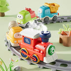 Kids Electric Spray Track Train Steam Splicing Track Train Set with Lights Sound Christmas Gifts
