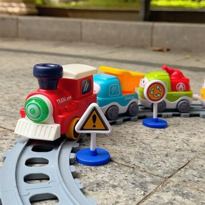 Kids Electric Spray Track Train Steam Splicing Track Train Set with Lights Sound Christmas Gifts