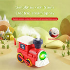 Kids Electric Spray Track Train Steam Splicing Track Train Set with Lights Sound Christmas Gifts
