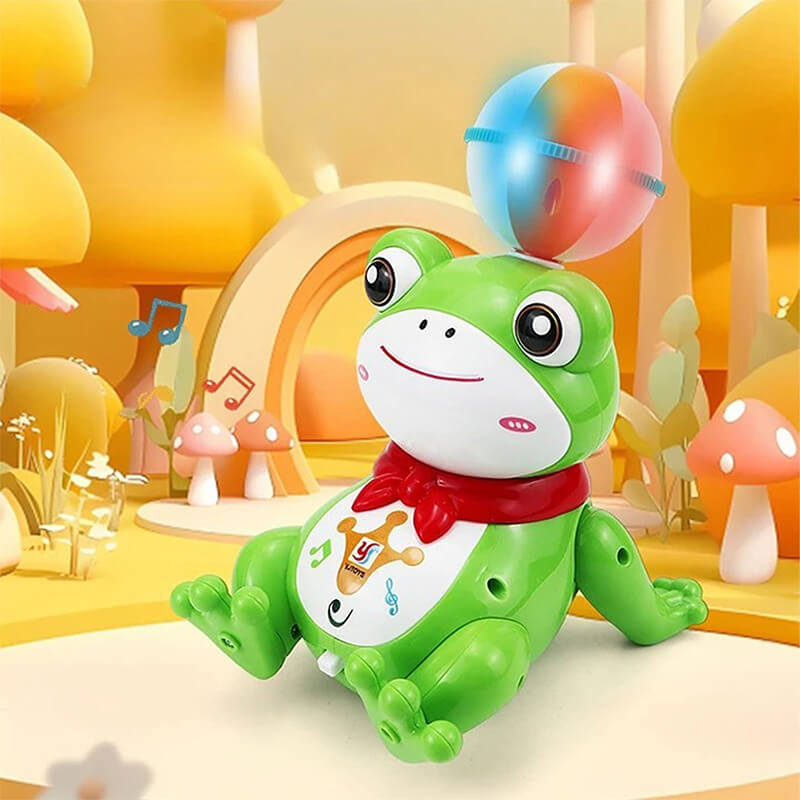 Kids Electric Stunt Frog Spinning Ball Dancing Frog 360° Rotation Toys with LED Light Music