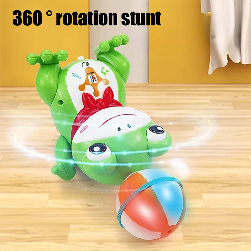 Kids Electric Stunt Frog Spinning Ball Dancing Frog 360° Rotation Toys with LED Light Music