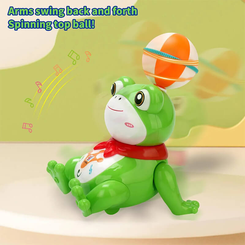 Kids Electric Stunt Frog Spinning Ball Dancing Frog 360° Rotation Toys with LED Light Music