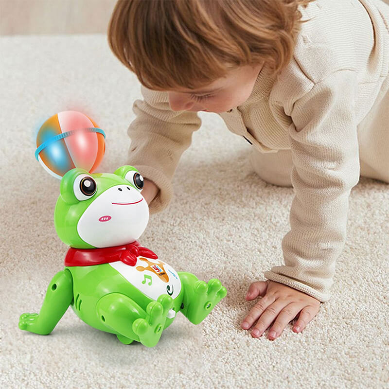 Kids Electric Stunt Frog Spinning Ball Dancing Frog 360° Rotation Toys with LED Light Music