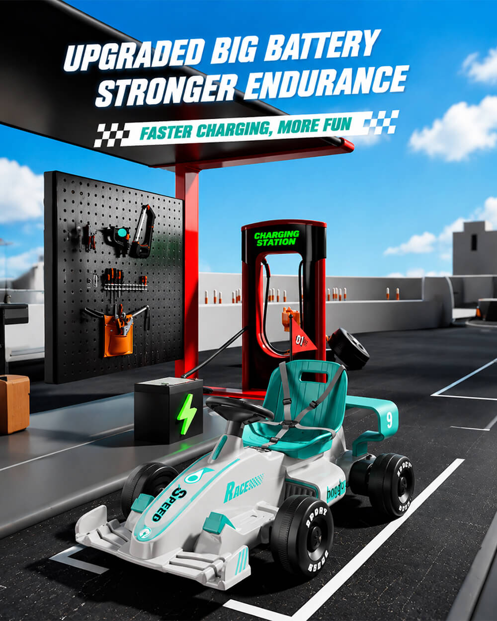 Kids F1 Electric Go Kart 6V Ride-On Car with Parent Remote Control and Safety Belt