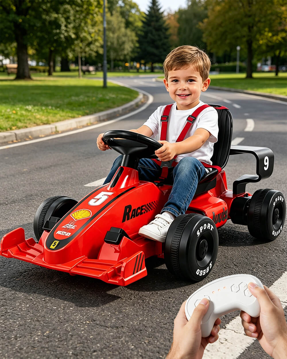 Kids F1 Electric Go Kart 6V Ride-On Car with Parent Remote Control and Safety Belt