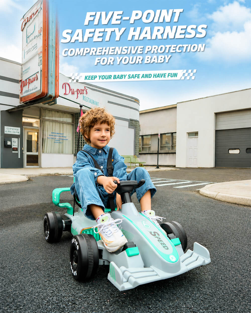 Kids F1 Electric Go Kart 6V Ride-On Car with Parent Remote Control and Safety Belt