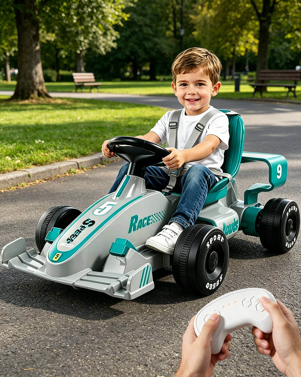 Kids F1 Electric Go Kart 6V Ride-On Car with Parent Remote Control and Safety Belt