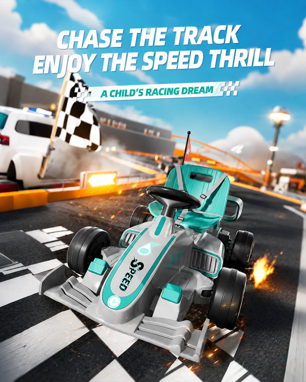 Kids F1 Electric Go Kart 6V Ride-On Car with Parent Remote Control and Safety Belt