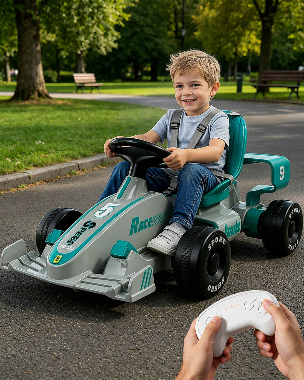 Kids F1 Electric Go Kart 6V Ride-On Car with Parent Remote Control and Safety Belt