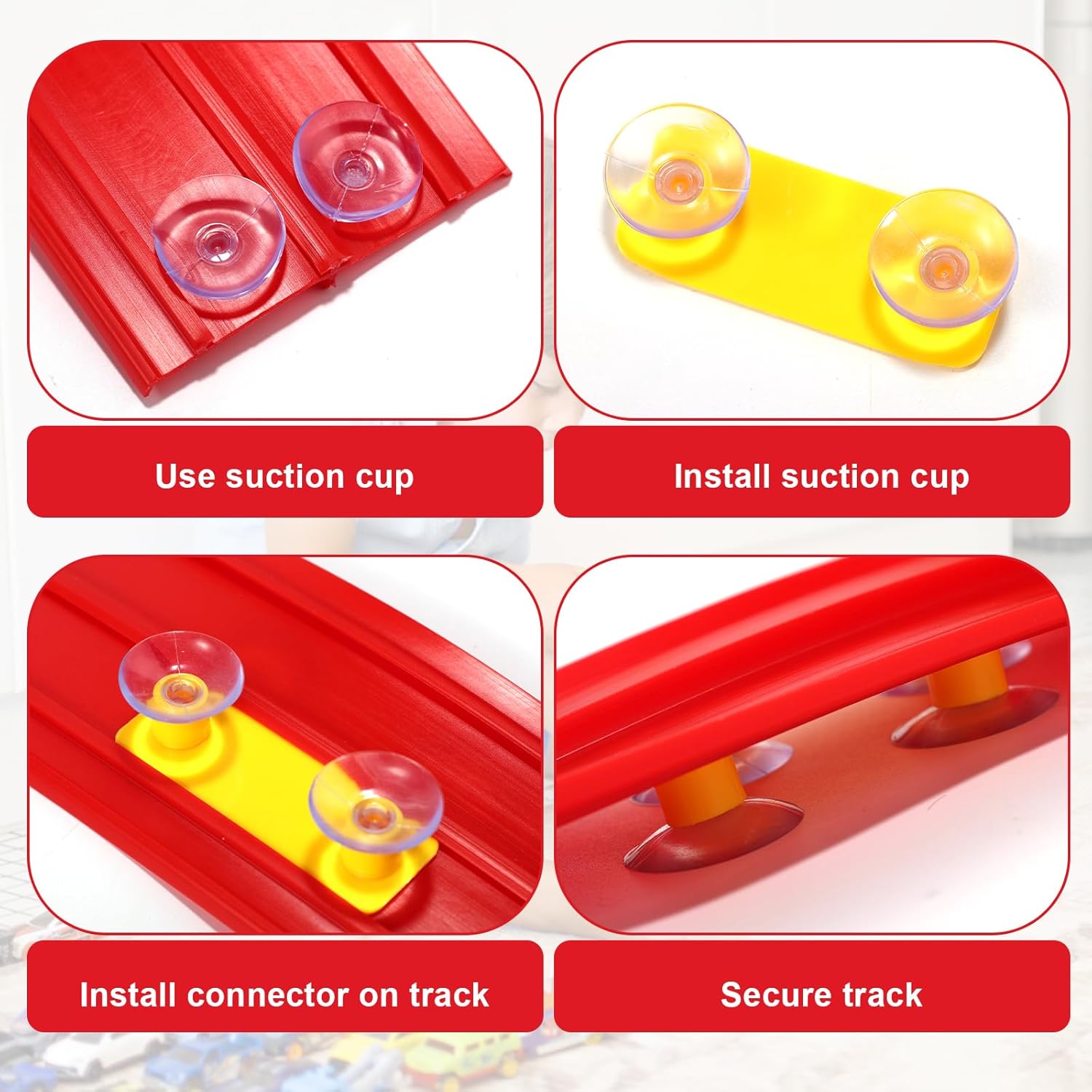 Kids Flexible Race Track Car Set with Suction Cups Inertia Gliding Car DIY Assembly Track Toy