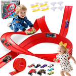 Kids Flexible Race Track Car Set with Suction Cups Inertia Gliding Car DIY Assembly Track Toy