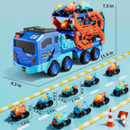 Kids Folding Catapult Car Set 9pcs Small Space Cars Inertial Catapult Track Storage Vehicle with Sound Light