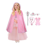 Kids Glinda Dress Pink Glinda Cosplay Costume for Girls 4-12 Years Old