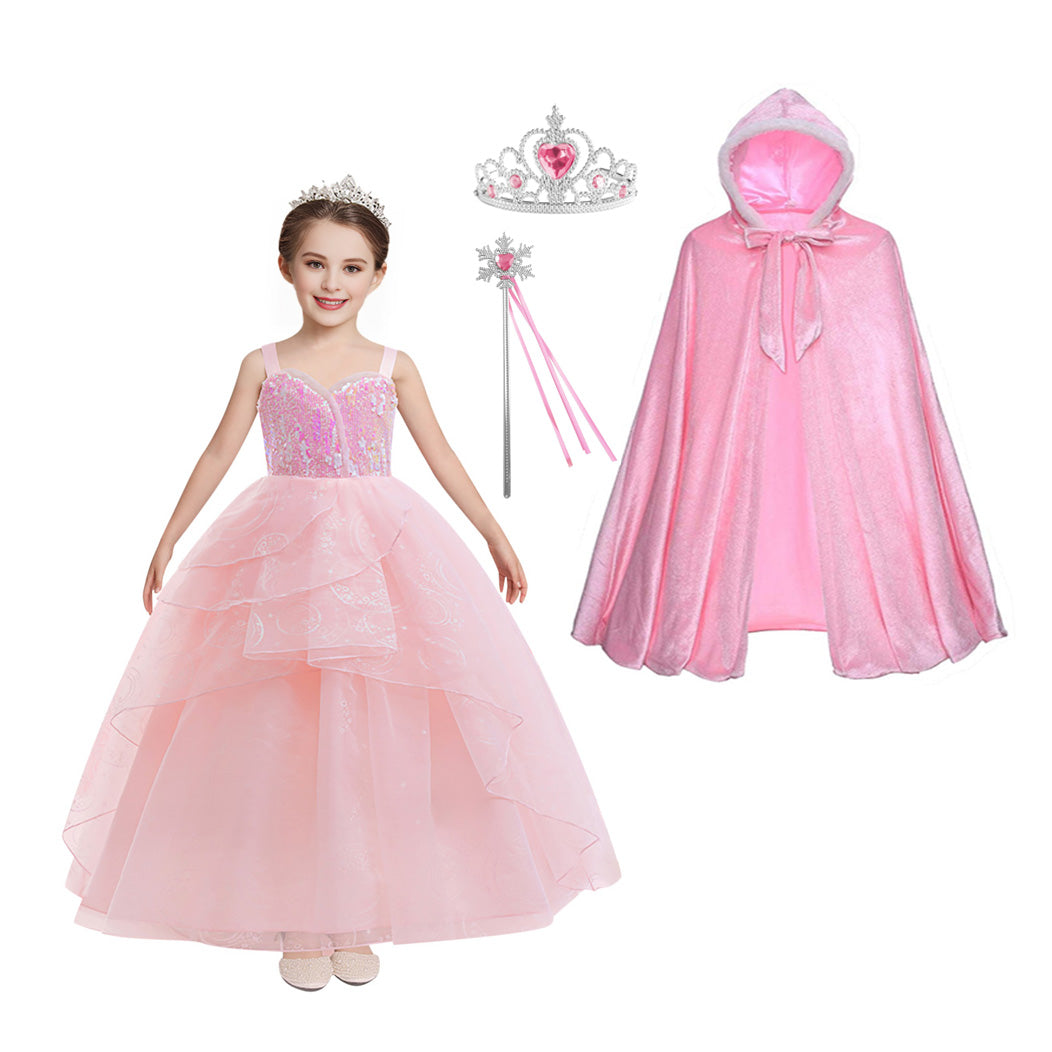 Girls Glinda Dress The Good Witch Pink Glinda Outfit Wicked Cosplay Costume 4-12 Years Old