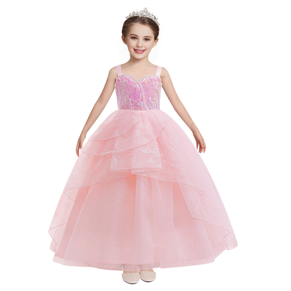 Girls Glinda Dress The Good Witch Pink Glinda Outfit Wicked Cosplay Costume 4-12 Years Old