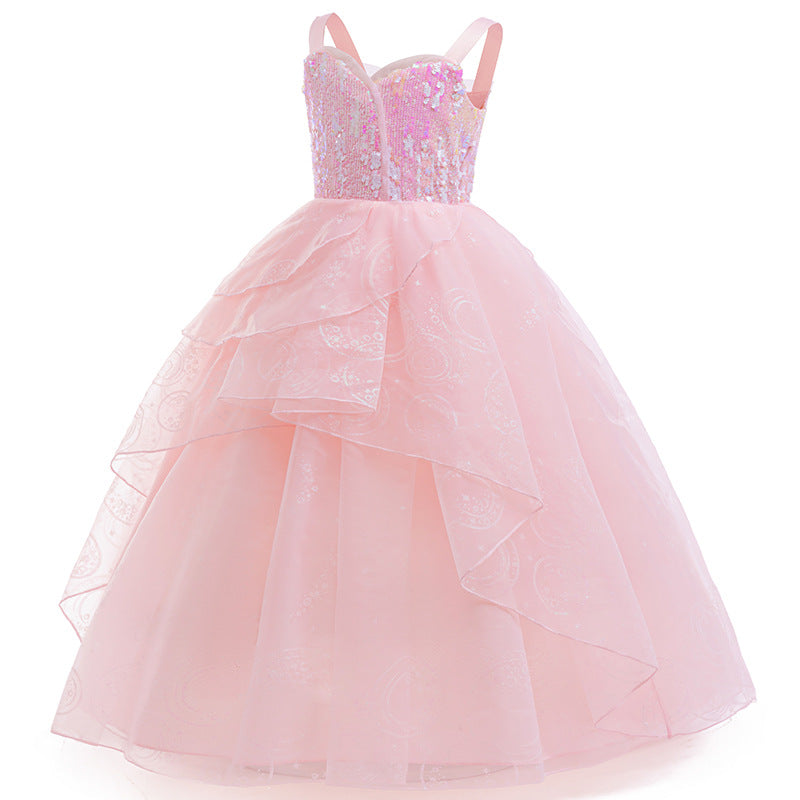 Kids Glinda Dress Pink Glinda Cosplay Costume for Girls 4-12 Years Old