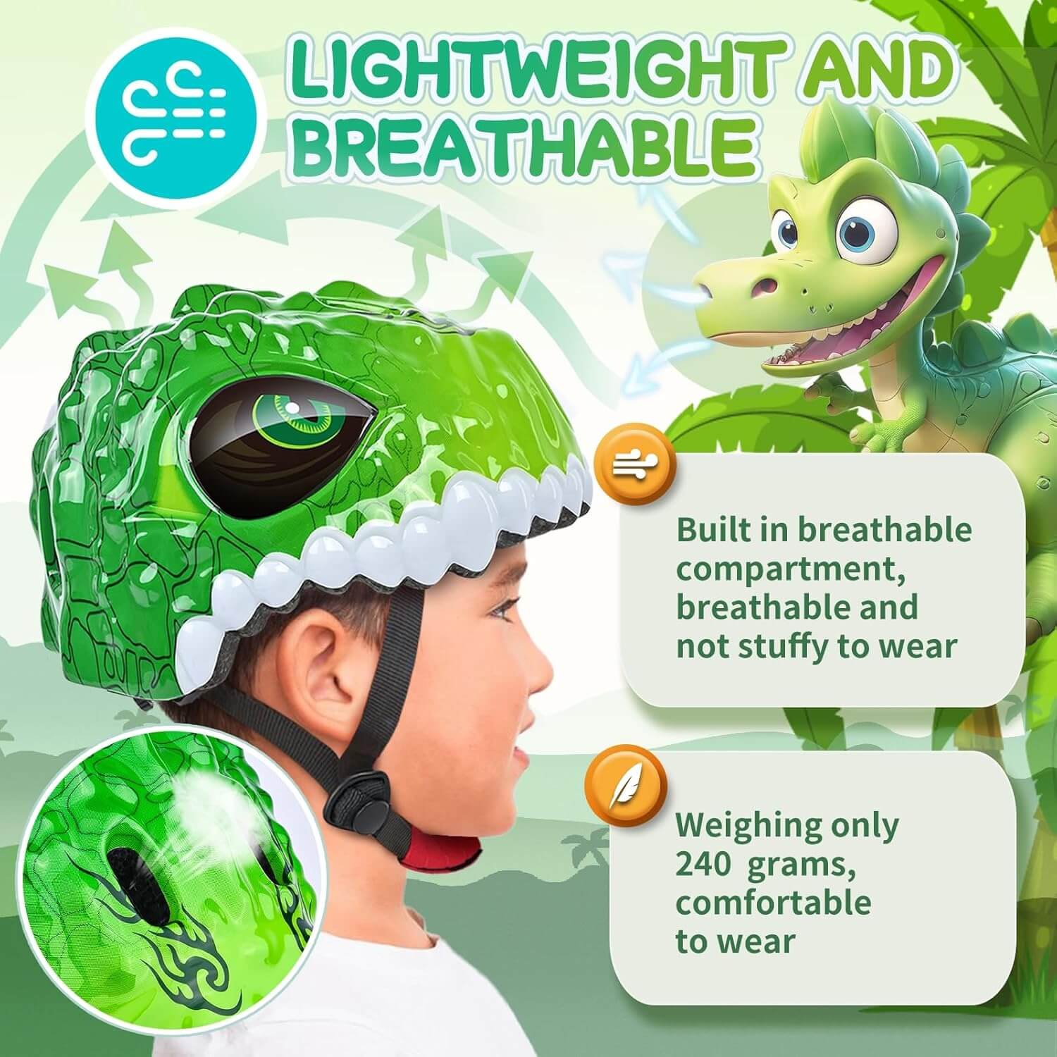 Kids Helmet Lightweight 3D Adjustable Bike Helmet 3 Sizes For Boys and Girls