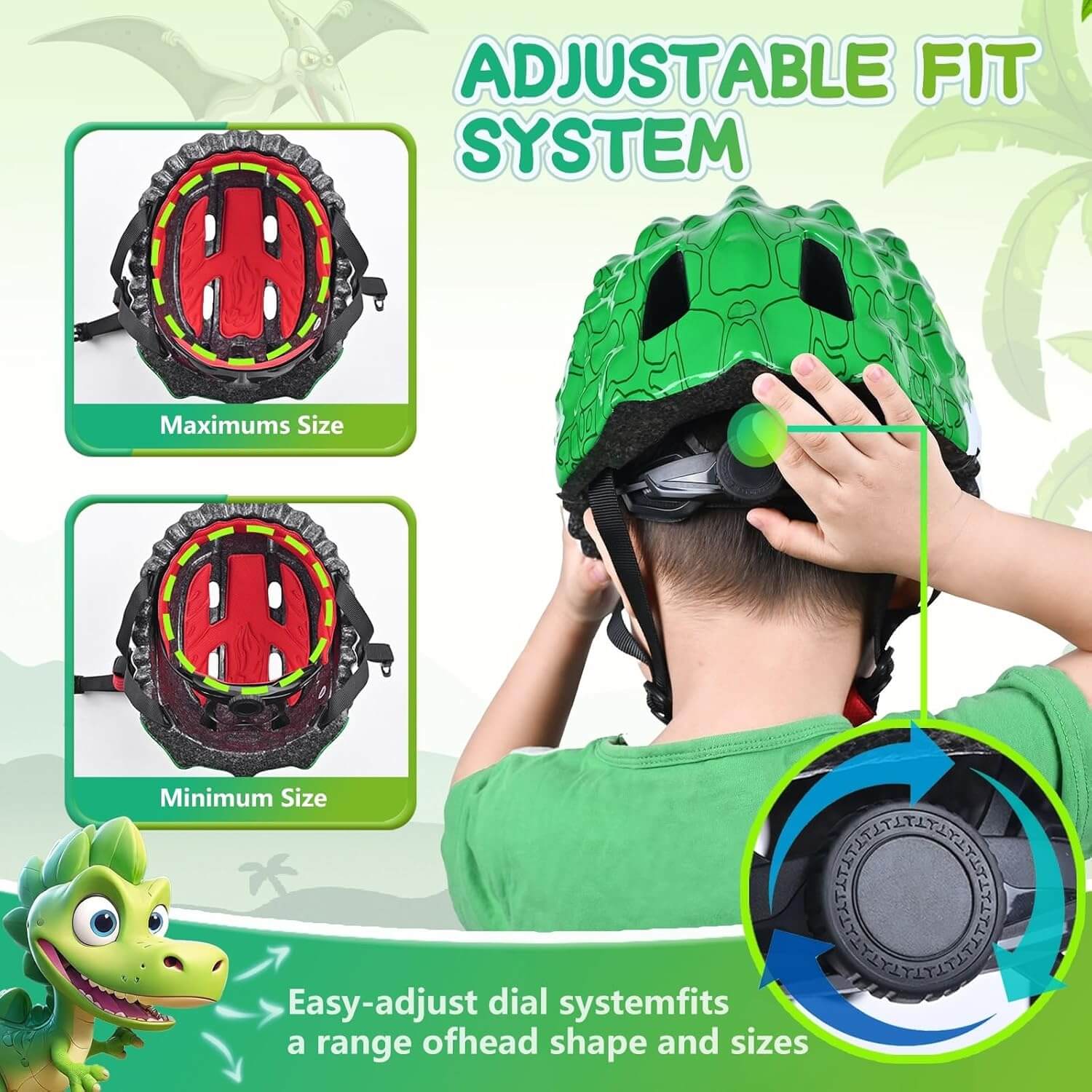 Kids Helmet Lightweight 3D Adjustable Bike Helmet 3 Sizes For Boys and Girls