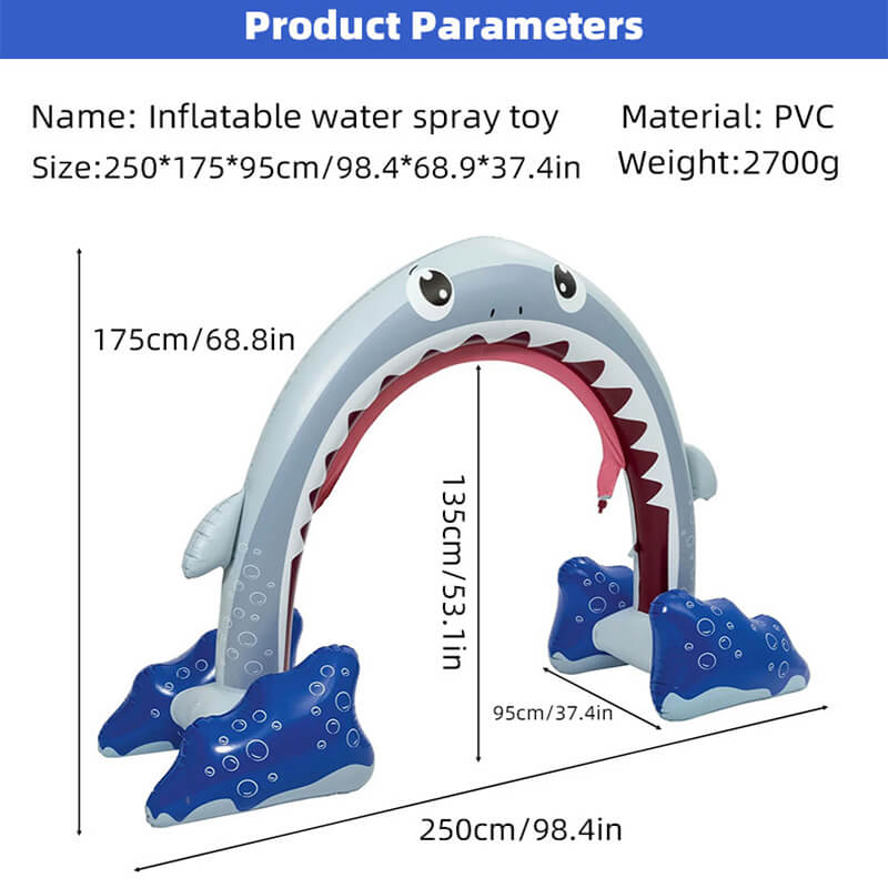 Kids Inflatable Shark Sprinkler Summer Water Sprinkler Outdoor Inflatable Toy