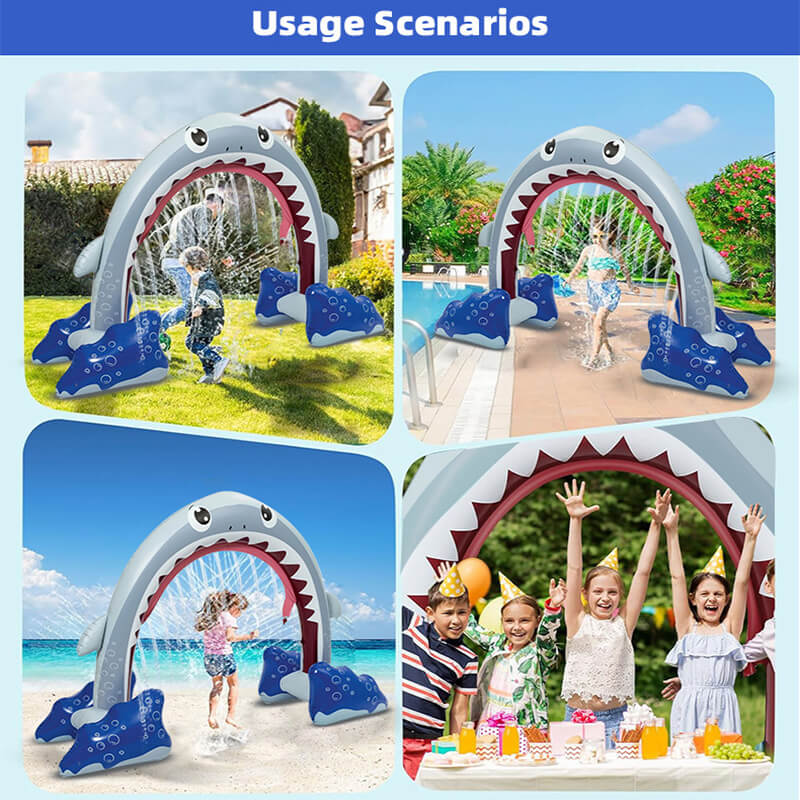 Kids Inflatable Shark Sprinkler Summer Water Sprinkler Outdoor Inflatable Toy