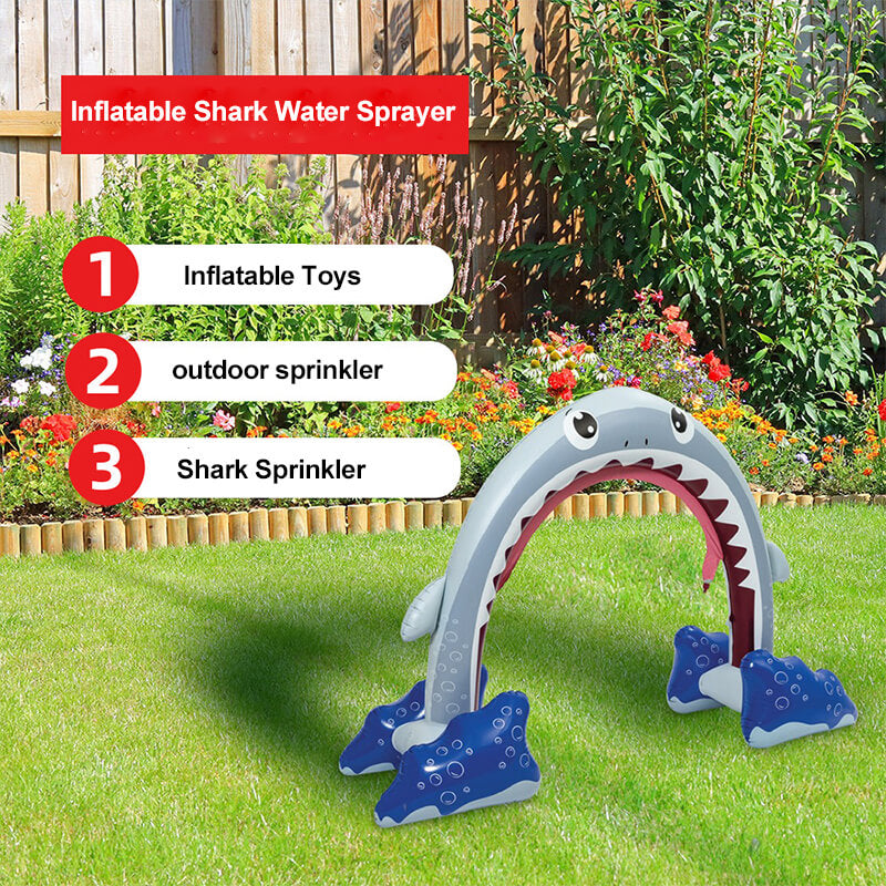 Kids Inflatable Shark Sprinkler Summer Water Sprinkler Outdoor Inflatable Toy