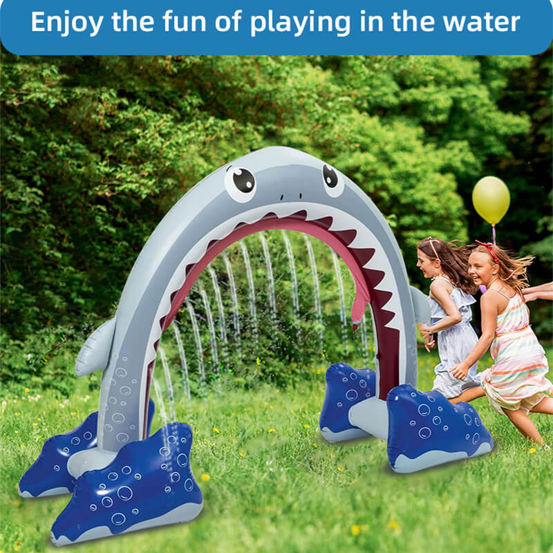 Kids Inflatable Shark Sprinkler Summer Water Sprinkler Outdoor Inflatable Toy