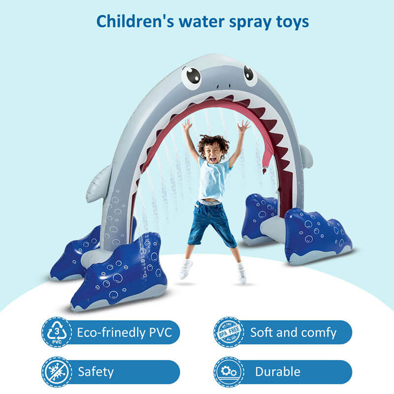 Kids Inflatable Shark Sprinkler Summer Water Sprinkler Outdoor Inflatable Toy