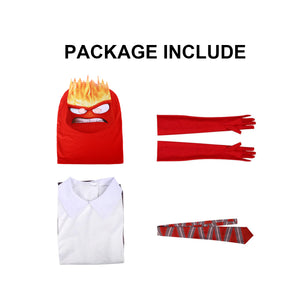 Anger Cosplay Costume Inside Anger Jumpsuit with Tie and Gloves for Dress Up Party