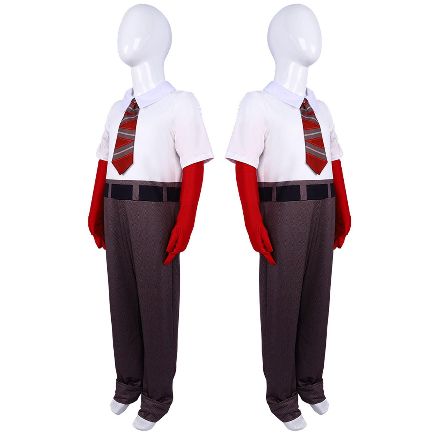 Anger Cosplay Costume Inside Anger Jumpsuit with Tie and Gloves for Dress Up Party