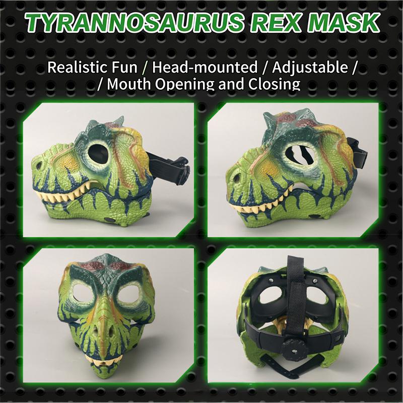Kids Jurassic Dino Mask with Movable Mouth Adjustable Headband Mask Realistic T-Rex Toy