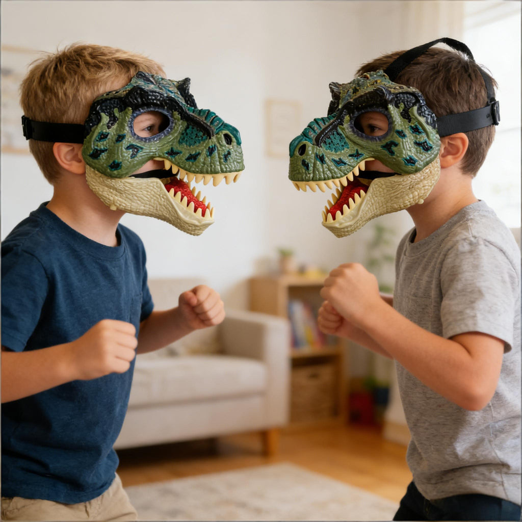 Kids Jurassic Dino Mask with Movable Mouth Adjustable Headband Mask Realistic T-Rex Toy