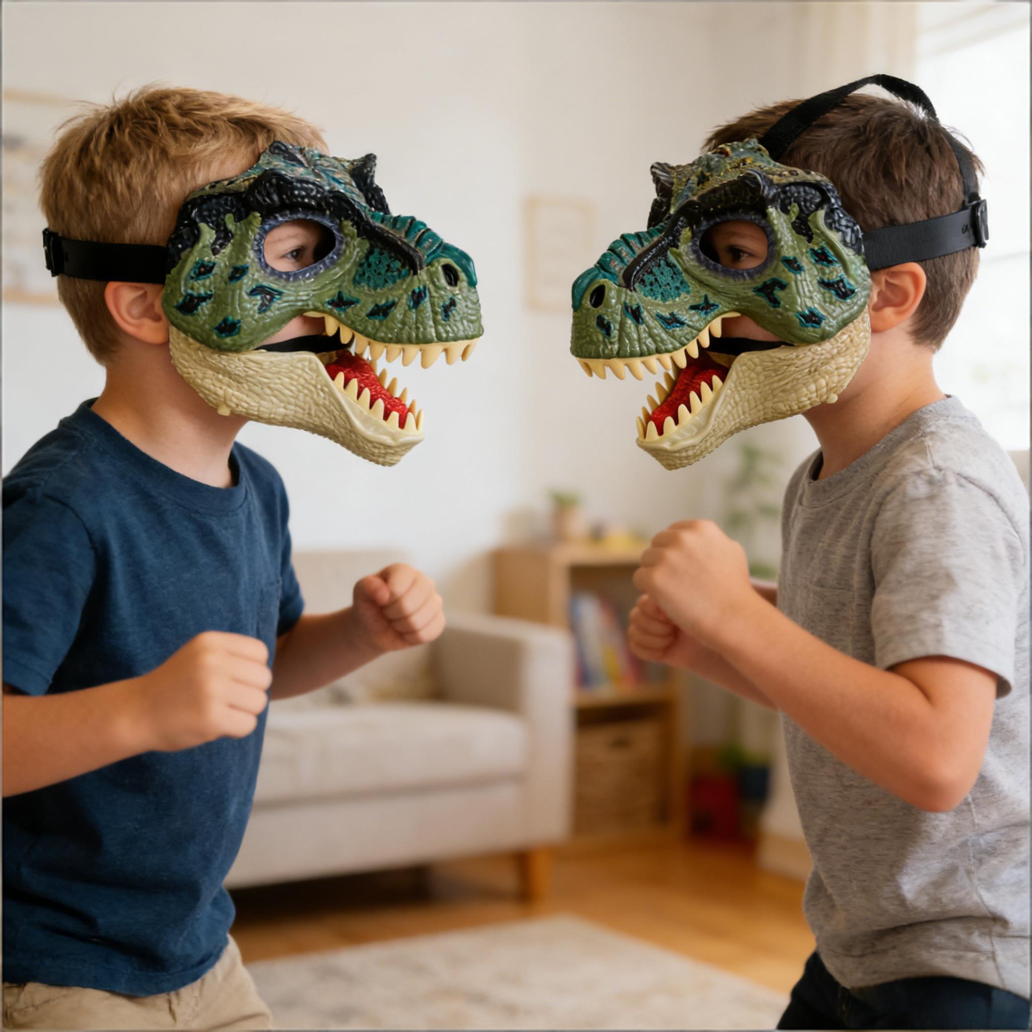 Kids Jurassic Dino Mask with Movable Mouth Adjustable Headband Mask Realistic T-Rex Toy