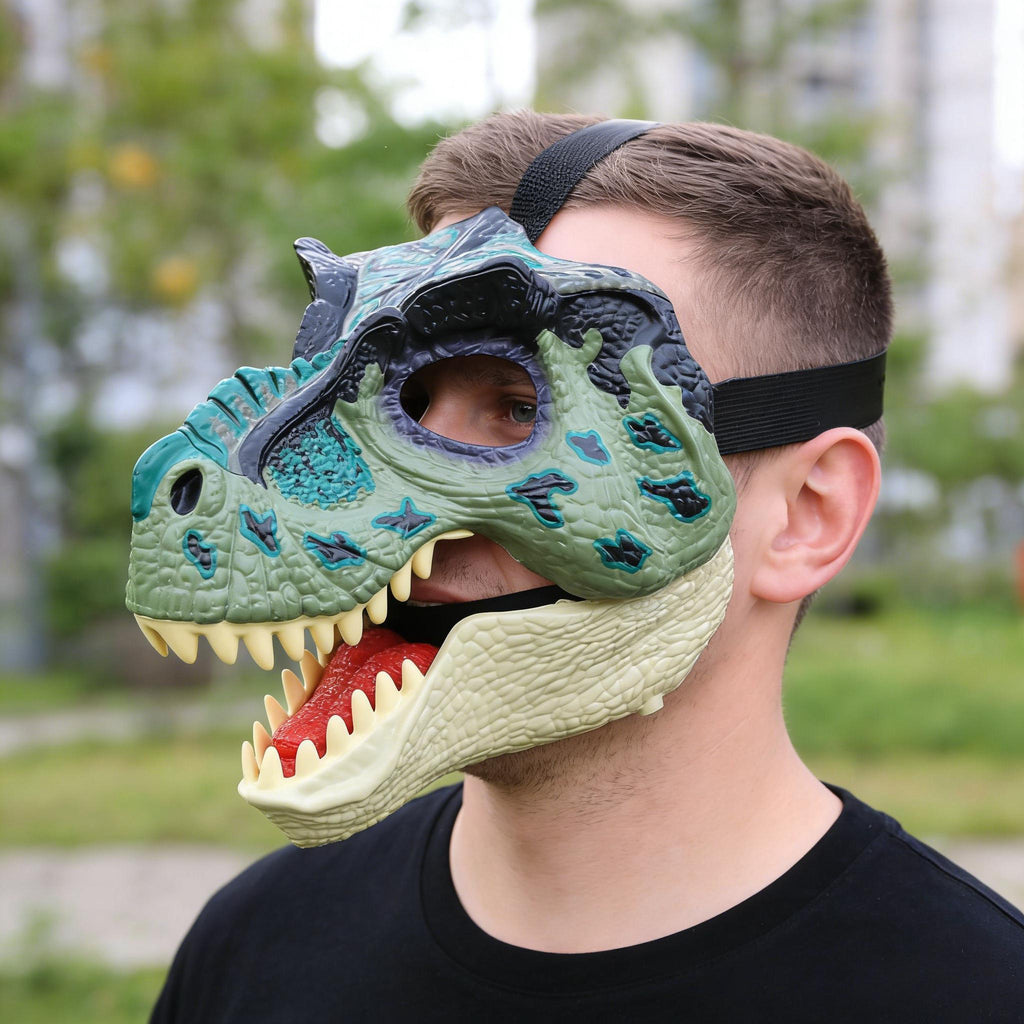 Kids Jurassic Dino Mask with Movable Mouth Adjustable Headband Mask Realistic T-Rex Toy