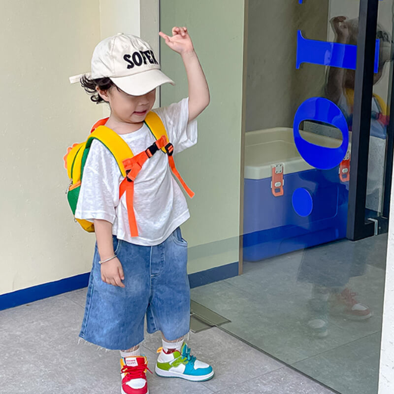 Kids Lightweight Dino Backpack with Anti-loss Rope Cartoon Backpack for Preschoolers