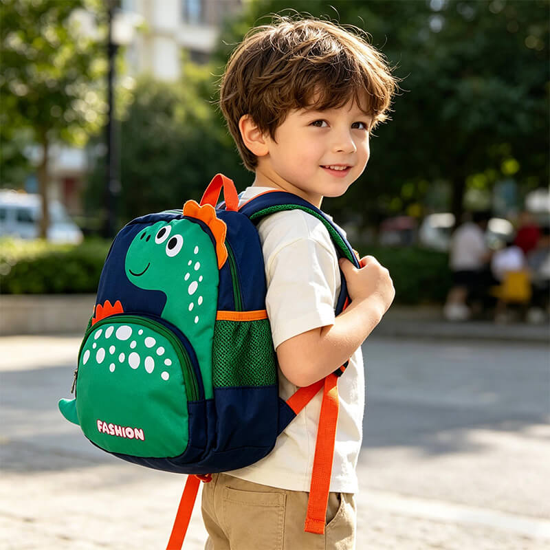 Kids Lightweight Dino Backpack with Anti-loss Rope Cartoon Backpack for Preschoolers