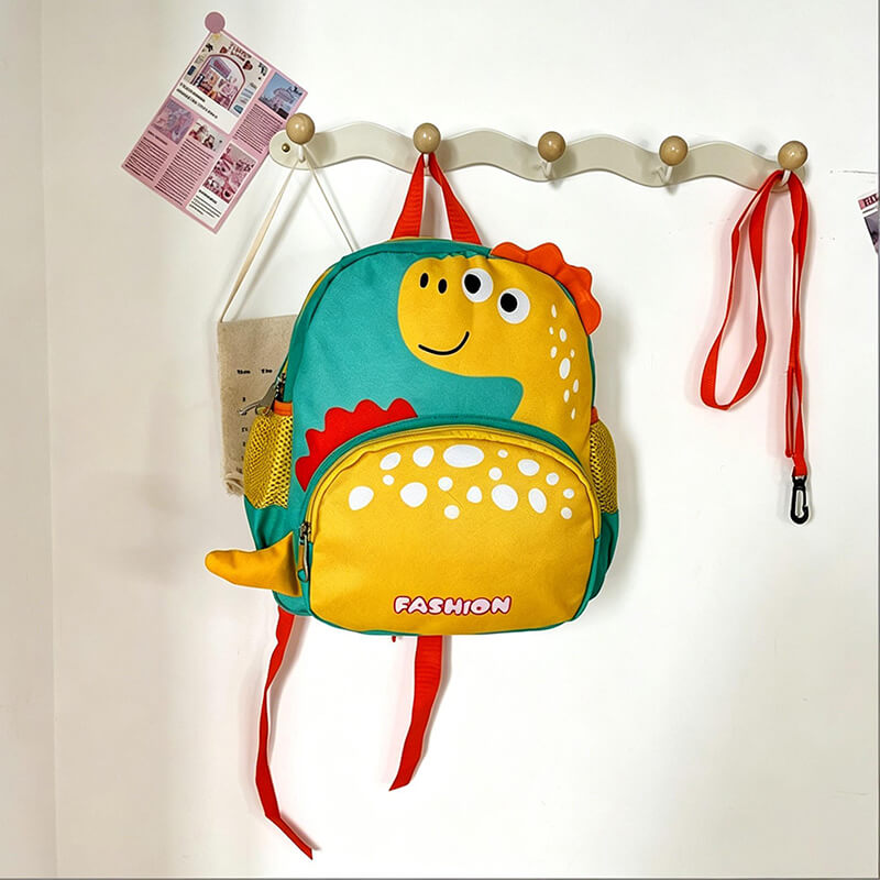 Kids Lightweight Dino Backpack with Anti-loss Rope Cartoon Backpack for Preschoolers