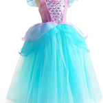 Girls Mermaid Princess Dress With Shiny Sequin Birthday Party Holiday Dress Up Costume